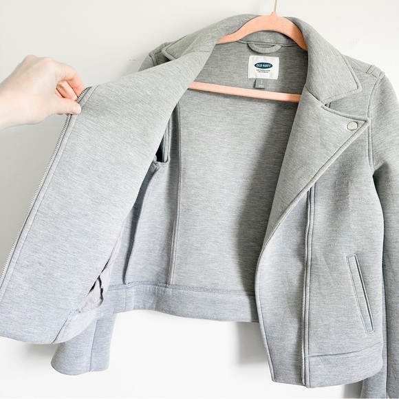 Old Navy Gray Soft Padded Moto Jacket sz Small - Picture 4 of 8